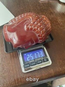 Cherry Amber Bakelite Faturan Object Marbled and Huge Antique Chinese Era
