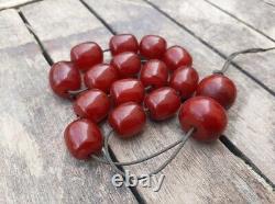 Cherry Amber Bakelite Faturan Tesbih Misbaha Antique No Veins Prayer Beads 54gr