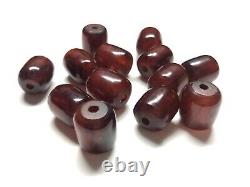 Cherry Amber Bakelite Prayer Beads Komboloi 33.1g Veined Tested Vtg Antique