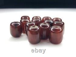 Cherry Amber Bakelite Prayer Beads Komboloi 33.1g Veined Tested Vtg Antique