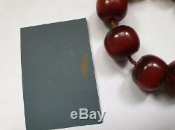 Cherry Amber Bakelite Veined Faturan 27 Prayer Beads Imame Antique Damari 52.9gr