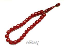 Cherry Amber Bakelite Veined Faturan 27 Prayer Beads Imame Antique Damari 60.5gr