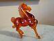 Chinese 1930s Hand Carved Cherry Amber Rearing Horse Figure 9.5 Tall