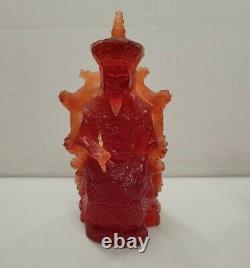 Chinese Carved Red Amber Figurines 6 Pair
