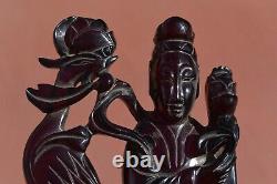 Chinese Cherry Amber Bakelite Faturan Carved Carving Lady Figure 995G AS IS