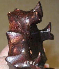 Chinese Cherry Amber Bakelite Faturan Carved Carving Shoulo Figurine Figure 751G