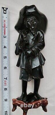 Chinese Cherry Amber Bakelite Figure Man With A Fish
