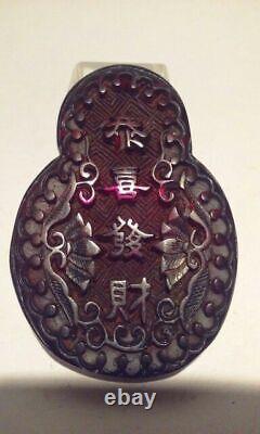 Chinese Cherry Colored Amber Buddhist Pendant