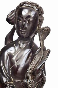 Chinese Dark Cherry Amber Bakelite Faturan Carved Carving Lady Figure 723 Gram