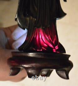 Chinese Dark Cherry Amber Bakelite Faturan Carving Lady Sword Figure 264G AS IS