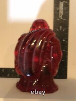 Chinese (Macao) Carved Red Cherry Amber Buddha Figure