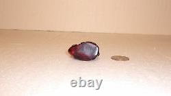 Chinese Qing Dynasty Amber Carving Dragon Flaming Pearl Red Jade Color Pendant