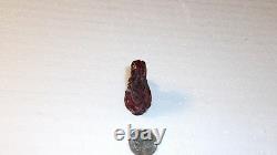 Chinese Qing Dynasty Amber Carving Dragon Flaming Pearl Red Jade Color Pendant