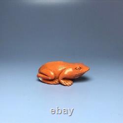 Chinese antique Red Coral carved Frog-3110