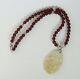 Chinese Cherry Amber Necklace With A Jade Dragon Pendant Silver 925 Rare