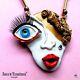 Doll Head Jewelry Necklace Pendant Minimalist Brutalist Chunky Woman Face Charms