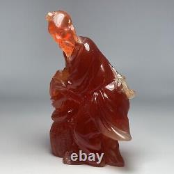 Early 20th Century Chinese Qing Carved Cherry Amber Deity Fetish / Effigy