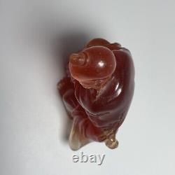 Early 20th Century Chinese Qing Carved Cherry Amber Deity Fetish / Effigy