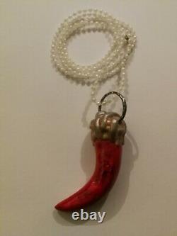 Ethnic tribale tusks necklace protection talisman pendant amulet antique jewelry