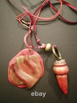 Ethnic tribale tusks necklace protective talisman pendant amulet antique jewelry