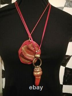 Ethnic tribale tusks necklace protective talisman pendant amulet antique jewelry