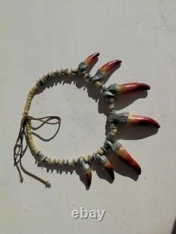 Ethnic tribale tusks necklace talisman pendant amulet old charm antique jewelry