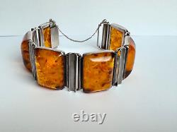 Excellent Vintage Art Deco Ladies Fischland Amber and Silver. 835 Bracelet