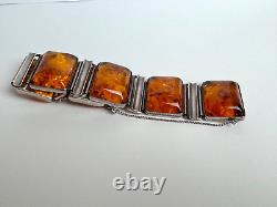 Excellent Vintage Art Deco Ladies Fischland Amber and Silver. 835 Bracelet