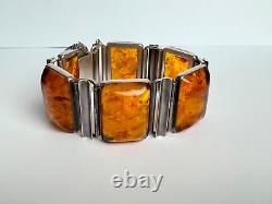 Excellent Vintage Art Deco Ladies Fischland Amber and Silver. 835 Bracelet