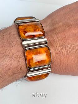 Excellent Vintage Art Deco Ladies Fischland Amber and Silver. 835 Bracelet