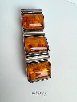 Excellent Vintage Art Deco Ladies Fischland Amber and Silver. 835 Bracelet