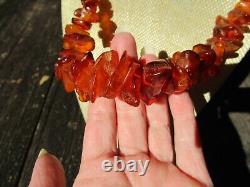 Extra Long Large Amber Necklace Graduated Cognac 34 Antique Amber 114.77 grams