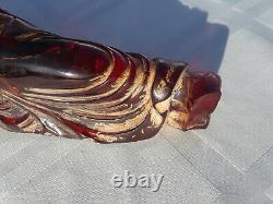 FIRE Large CHERRY AMBER Old Hand Carved Empress Bakelite Figurine Statue
