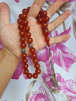 Faturan Antique German Cherry Amber Bakelite Genuine Ottoman Prayer Beads 78gr