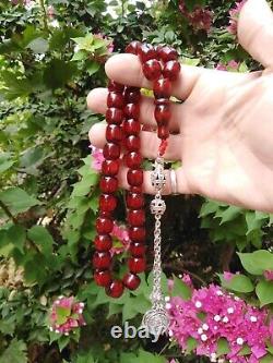 Faturan Antique Germany veins Amber Bakelite Genuine Cherry Prayer Beads
