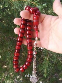 Faturan veins Germany Amber Antique Bakelite Cherry Genuine Beads Prayer