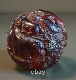 Fine Amber Color Resin Translucent Chinese Zodiac Ball