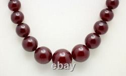 Fine Antique Graduated Cherry Amber Bakelite Faturan Bead Necklace