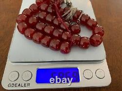 Genuine Antique Cherry Amber Bakelite Faturan Islam Prayer Beads Kehribar