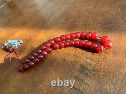 Genuine Antique Cherry Amber Bakelite Faturan Islam Prayer Beads Kehribar