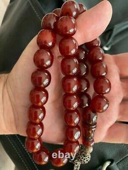 Genuine Antique Cherry Amber Bakelite Faturan Islamic Prayer Beads 130g
