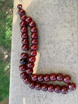 Genuine Antique Cherry Amber Bakelite Faturan Islamic Prayer Beads 66g