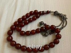 Genuine Antique Cherry Amber Bakelite Faturan Islamic Prayer Beads Royal Set