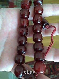 Genuine Antique Cherry Amber Bakelite Faturan Kehribar Prayer Beads