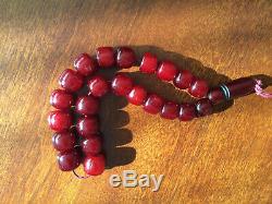 Genuine Antique Cherry Amber Bakelite Faturan Kehribar Prayer Beads