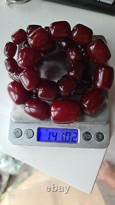 Genuine Antique Cherry Amber Bakelite Faturan Kehribar Prayer Beads 141 gr