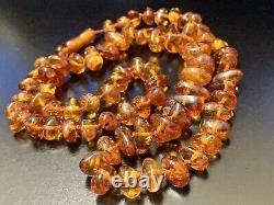 Genuine Baltic Amber Semi-Transparent Graduated Necklace 25in 38+ Grams Antique