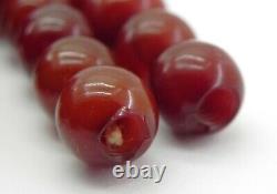 Genuine Large Antique Cherry Amber Bakelite Bead Necklace, c1920