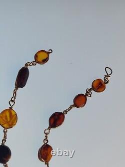 Graduated Baltic Amber Necklace Gold Wire 22.9 Grams Vtg Antique Estate Jewelry