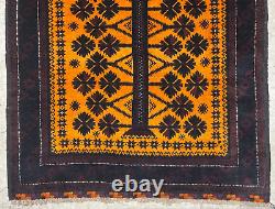 Hand Knotted Balouch Tribal Amber Burgundy Oriental Wool Area Rug 2'10 x 4'9